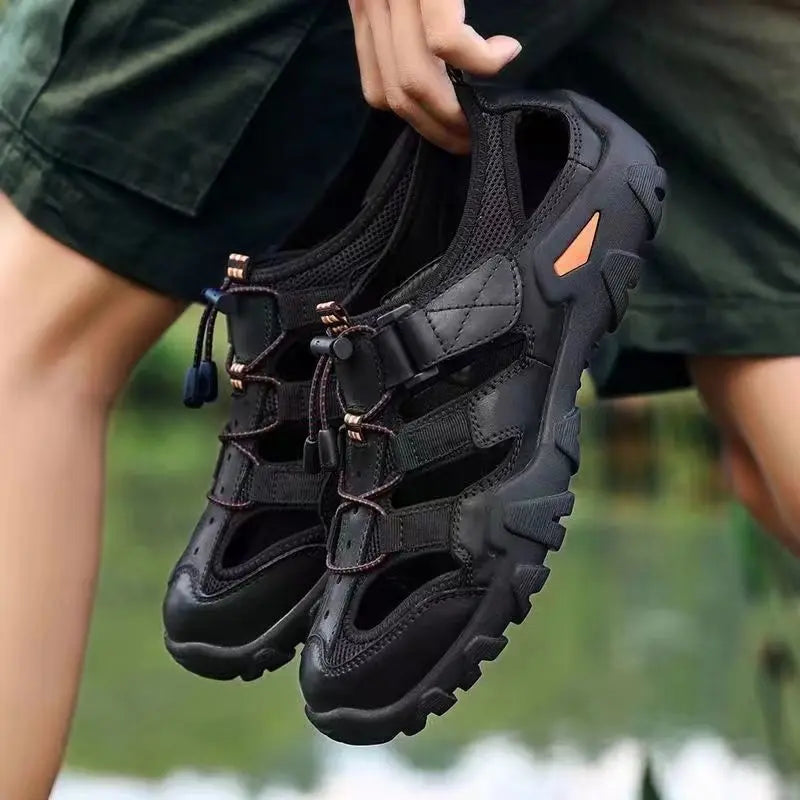 Trekking Hole Shoes Closed Toe Flat Man Sandals Ankle Wrap Beach Outdoor Hiking Men Stylish Luxury 2024 on Offer Big Size Pvc 39