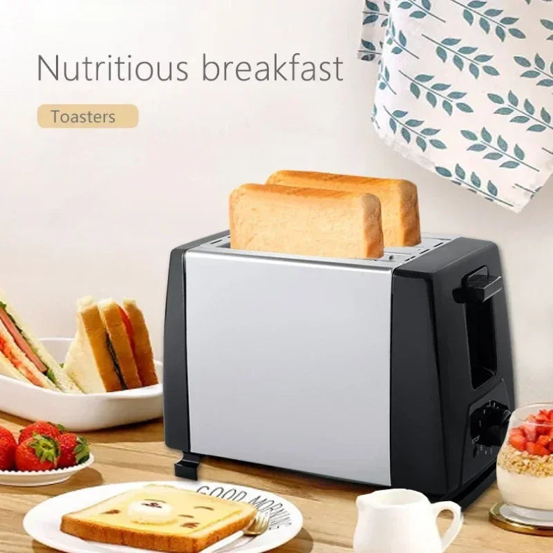 Stainless Steel Electric Toaster Machine 2 Slice Mini for Breakfast Sandwich Burger Bun Bread Toaster Restaurant Appliance
