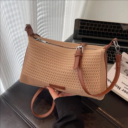 2025  Hand-woven Bags for Women, Foreign-style Knitted Shoulder Bags Textured Messenger Commuter Bags, Niche Design Women's Bags