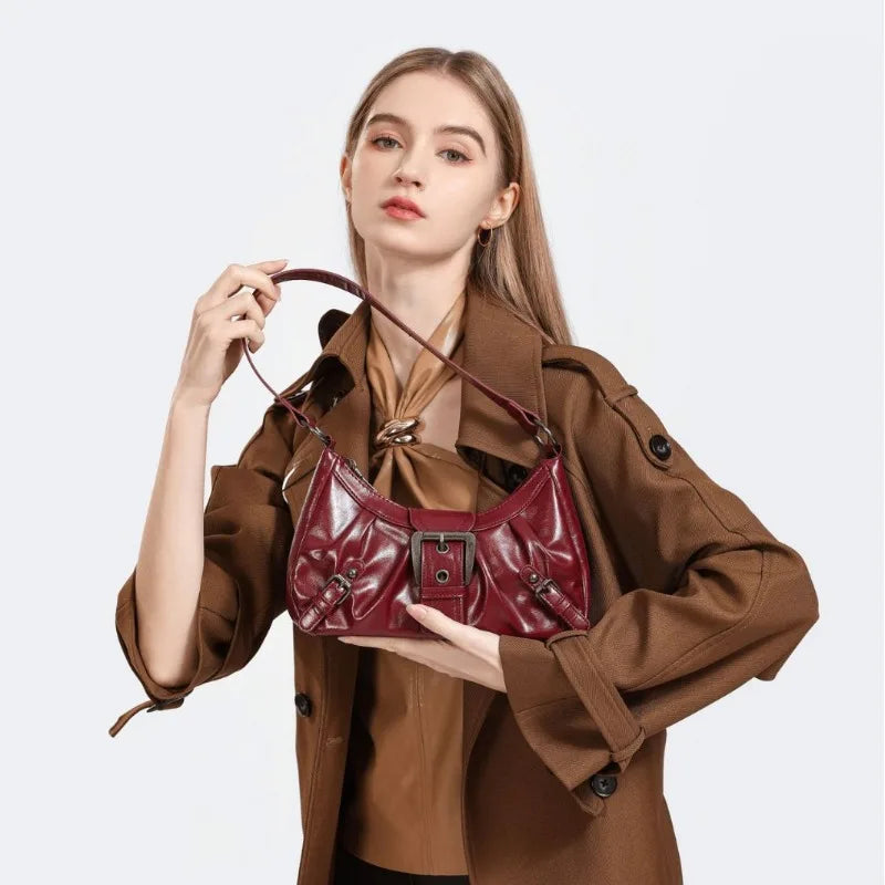 Women's Bag 2025 New One-shoulder Tote Bag American Retro Commuting Temperament Old Style Bag Underarm Locomotive Bag
