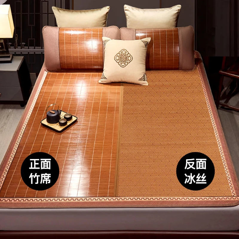 Mat Bamboo mat household double bed single bed student dormitory summer straw mat double-sided dual-use foldable