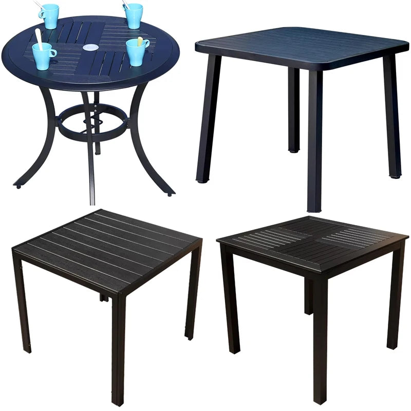 Round/Square Outdoor Table Garden Table Modern Dining Wood-plastic Table Outdoor Leisure Courtyard Villa Long Table