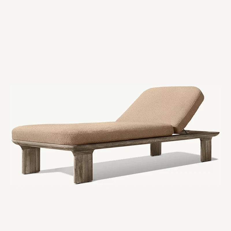 Outdoor Teak Furniture Waterproof Fabric Wood Sun Lounger Poolside Teak Sunbed All Weather Teak Chaise Lounge Charis