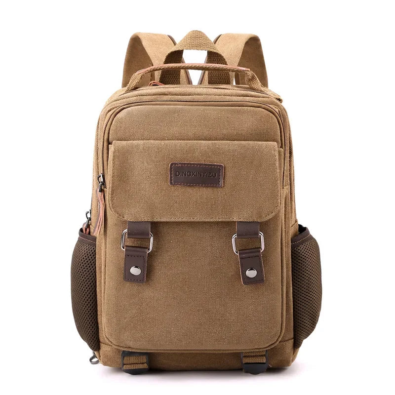 Small Mens Backpacks Canvas Casual Backpacks for Men 2023 Mini Male School Bag Rucksack Man Multi-function Crossbody Bags Travel