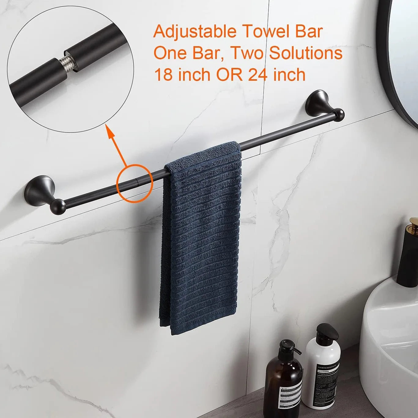 Bathroom Accessory Set,Adjustable Expandable Towel Bar 4-Piece Bathroom Hardware Set Wall Mounted Towel Rack,Antique Towel Hook