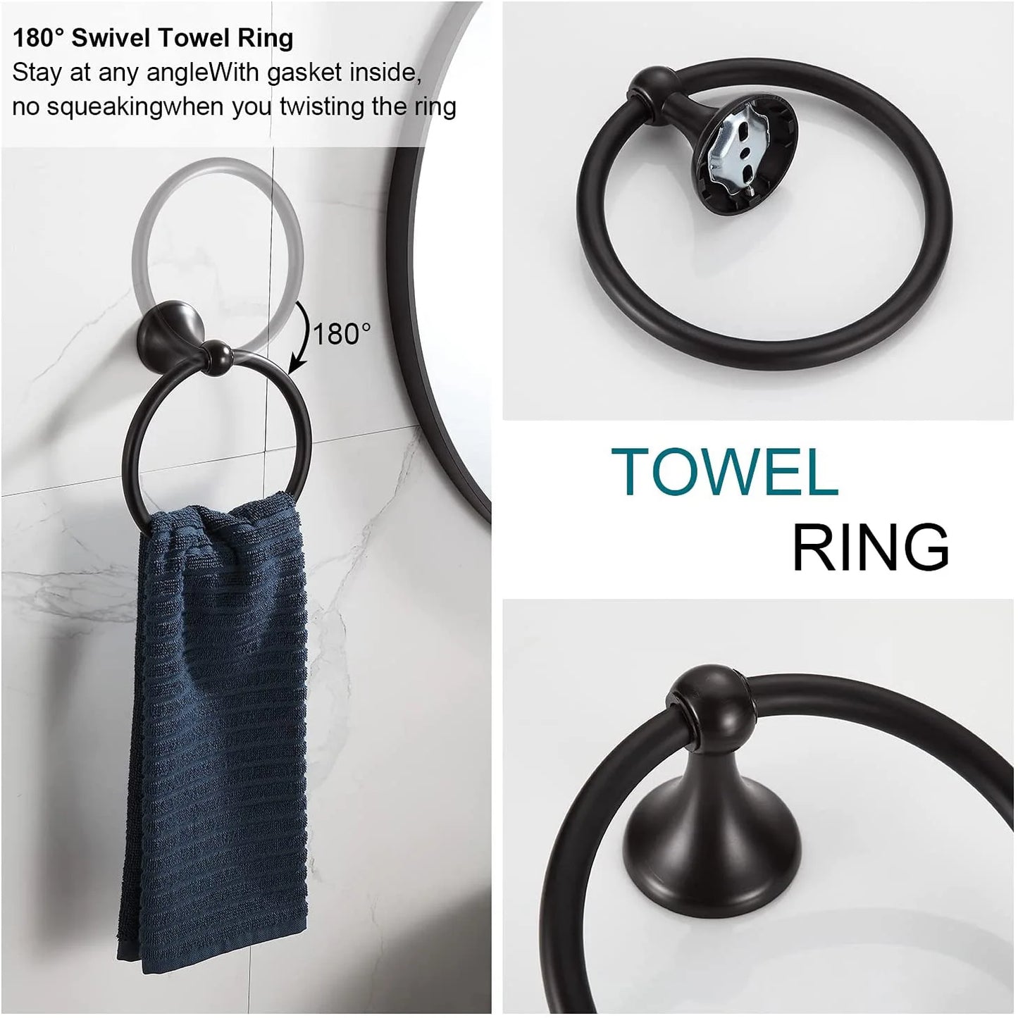 Bathroom Accessory Set,Adjustable Expandable Towel Bar 4-Piece Bathroom Hardware Set Wall Mounted Towel Rack,Antique Towel Hook
