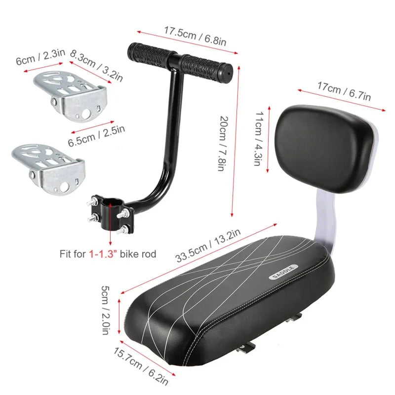 Bicycle Accessories Part Rear Seat With Backrest Mountain Bike Comfort Child Seat With Back With Handle Armrest Footrest Pedal
