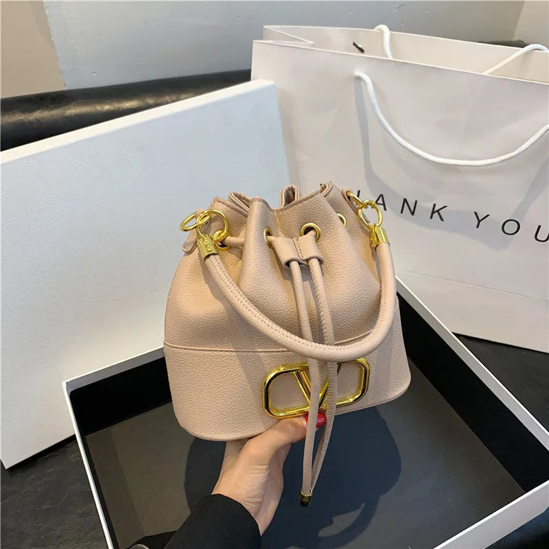 Women's Bucket Bag - Basket-style Fukubukuro,Soft Leather Minimalist, Fashionable Versatile,Shoulder Crossbody Handheld Stylish