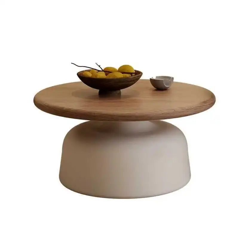 Wooden Round Coffee Table  Minimalist Bedside Stand  Creamy Nordic Living Room and Balcony Side Table for Small Spaces