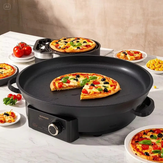 18 Inch Commercial Pizza Oven - Non-Stick Teflon, 15L Large Capacity, Adjustable Temp, Electric, Fast Heating & Stainless Steel
