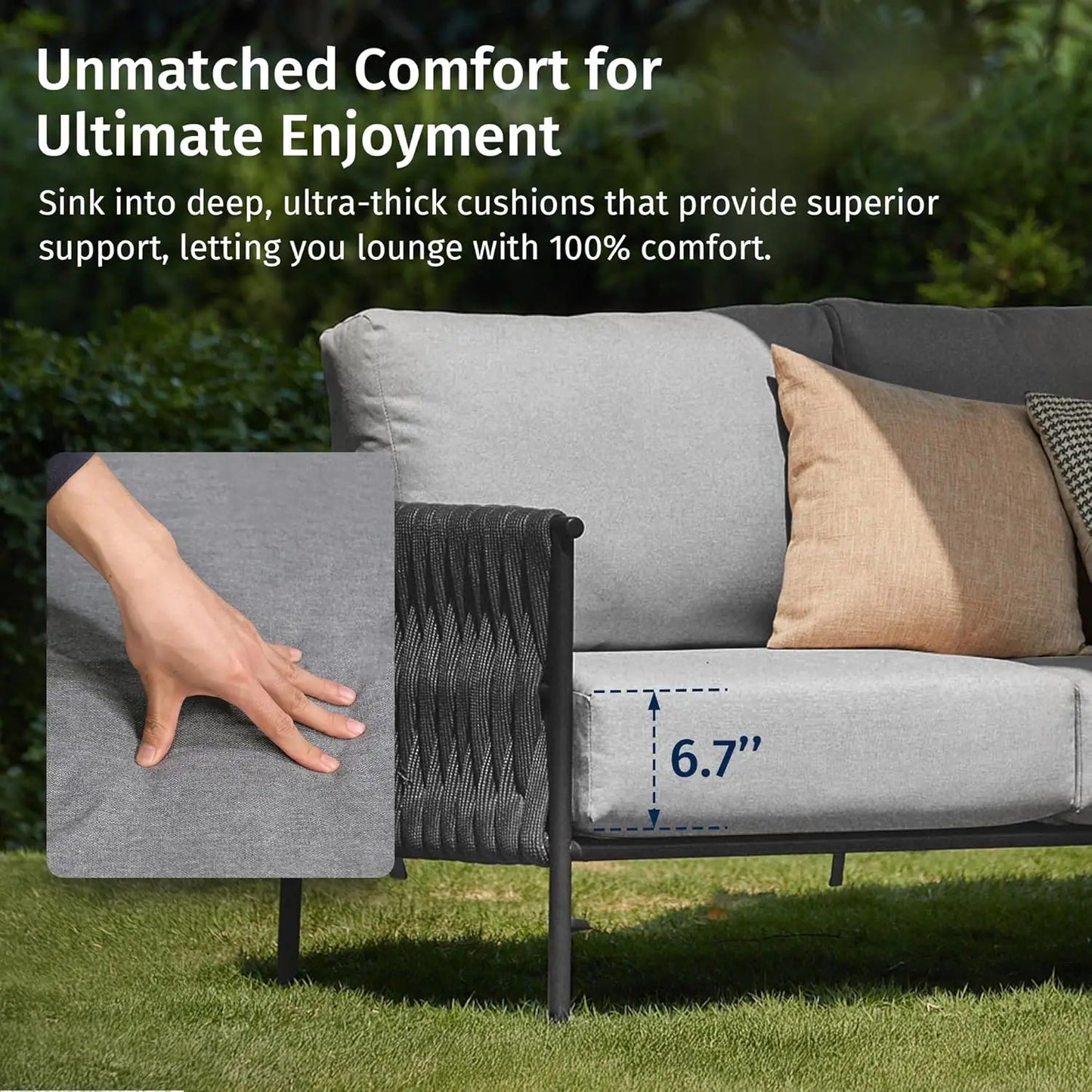 EAST OAK Outdoor Furniture | Life Chatter Loveseat | 2 Seater Sofa with 6.7" Thick Washable Cushions | Deep Seating Patio Furnit
