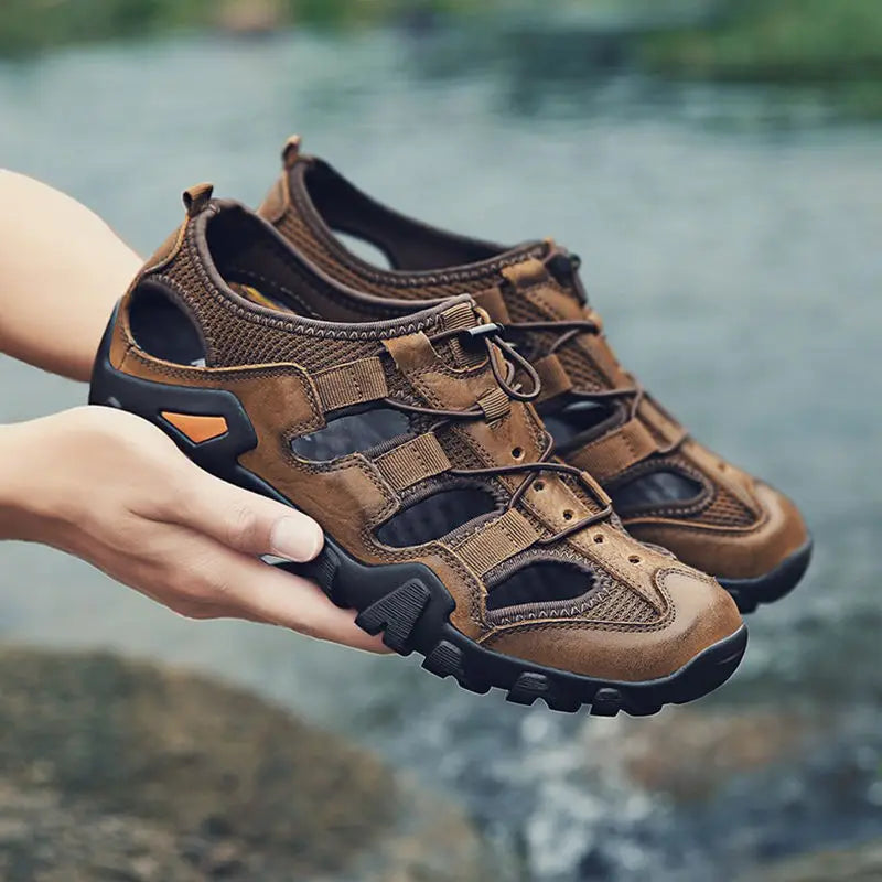 Trekking Hole Shoes Closed Toe Flat Man Sandals Ankle Wrap Beach Outdoor Hiking Men Stylish Luxury 2024 on Offer Big Size Pvc 39