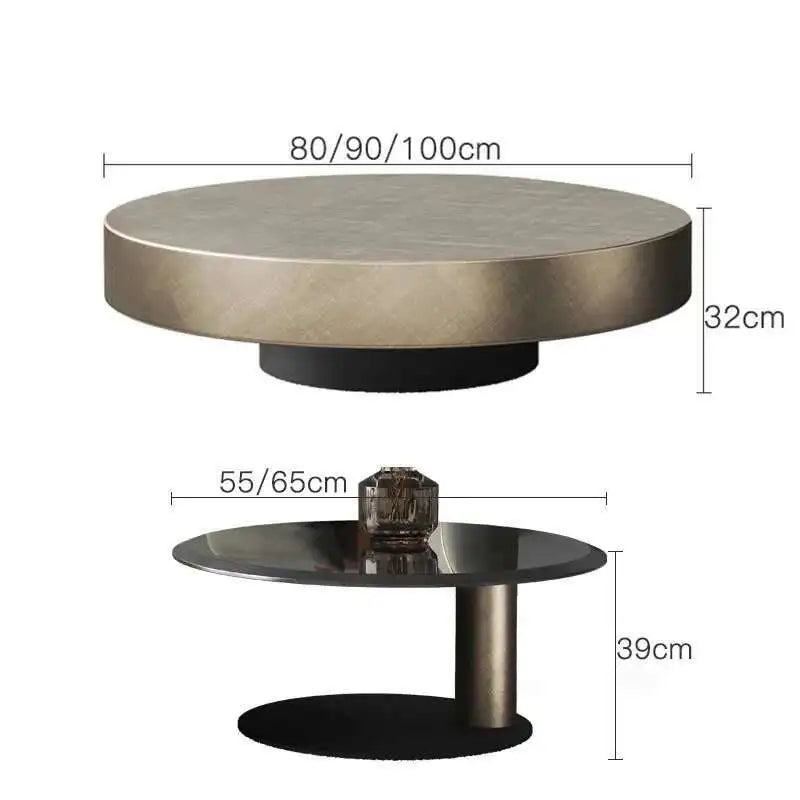 Simple Modern Metal Coffee Tables for Home Furniture Living Room Home Glass Coffee Table Design Light Luxury Round Coffee Table