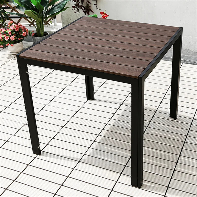 Modern Plastic Wood Outside Dining Table Aluminum Fram Garden Table Lawn Furniture Outdoor Tables For Restaurant