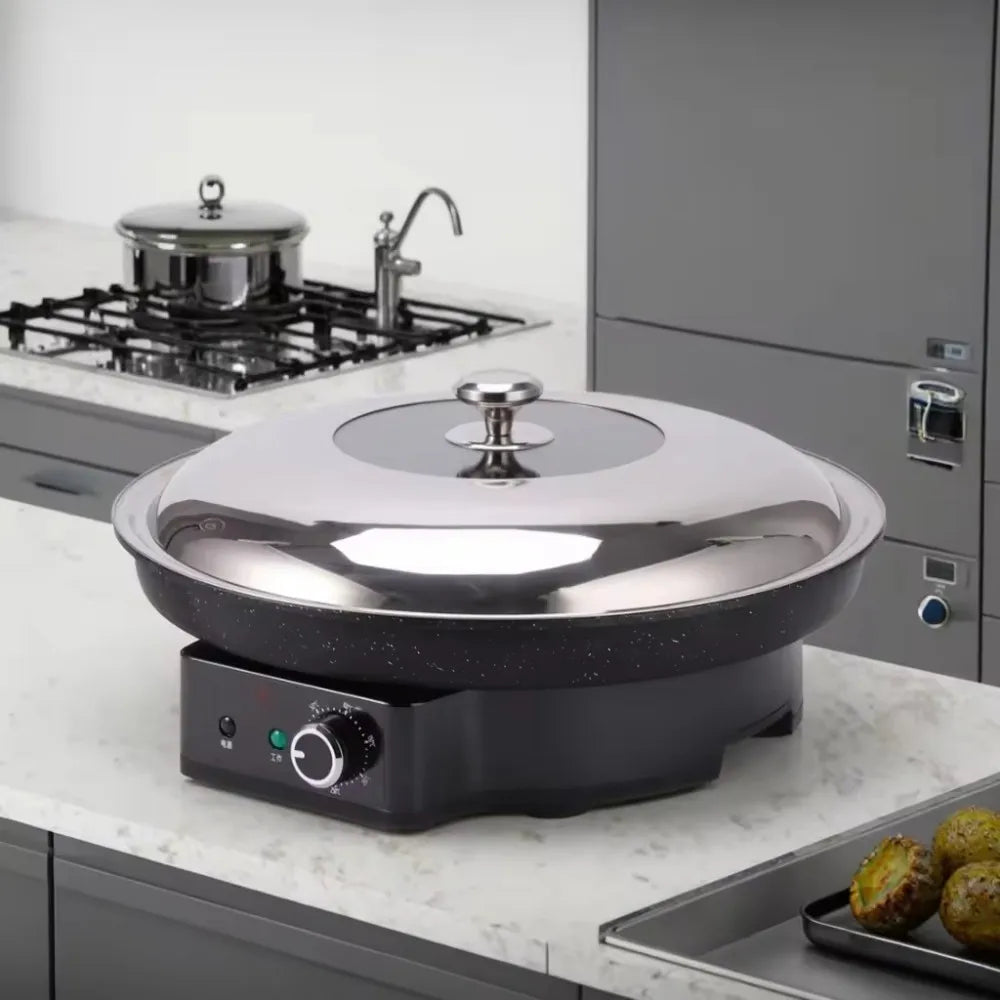 18 Inch Commercial Pizza Oven - Non-Stick Teflon, 15L Large Capacity, Adjustable Temp, Electric, Fast Heating & Stainless Steel