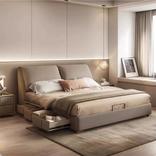 Bedroom Safe Bed Wooden Floor Double Comfortable Sleeping Large Size Soft Bed Fashion Interior Muebles Ornaments Home Decor