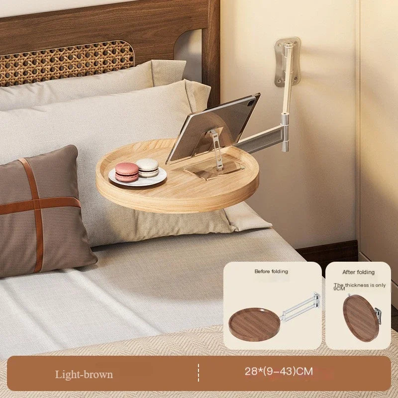 Bedhead Wall Mounted Storage Table Foldable Tea Table Round Table Creative Home Bedhead Table Convenient Simple Suspended Table