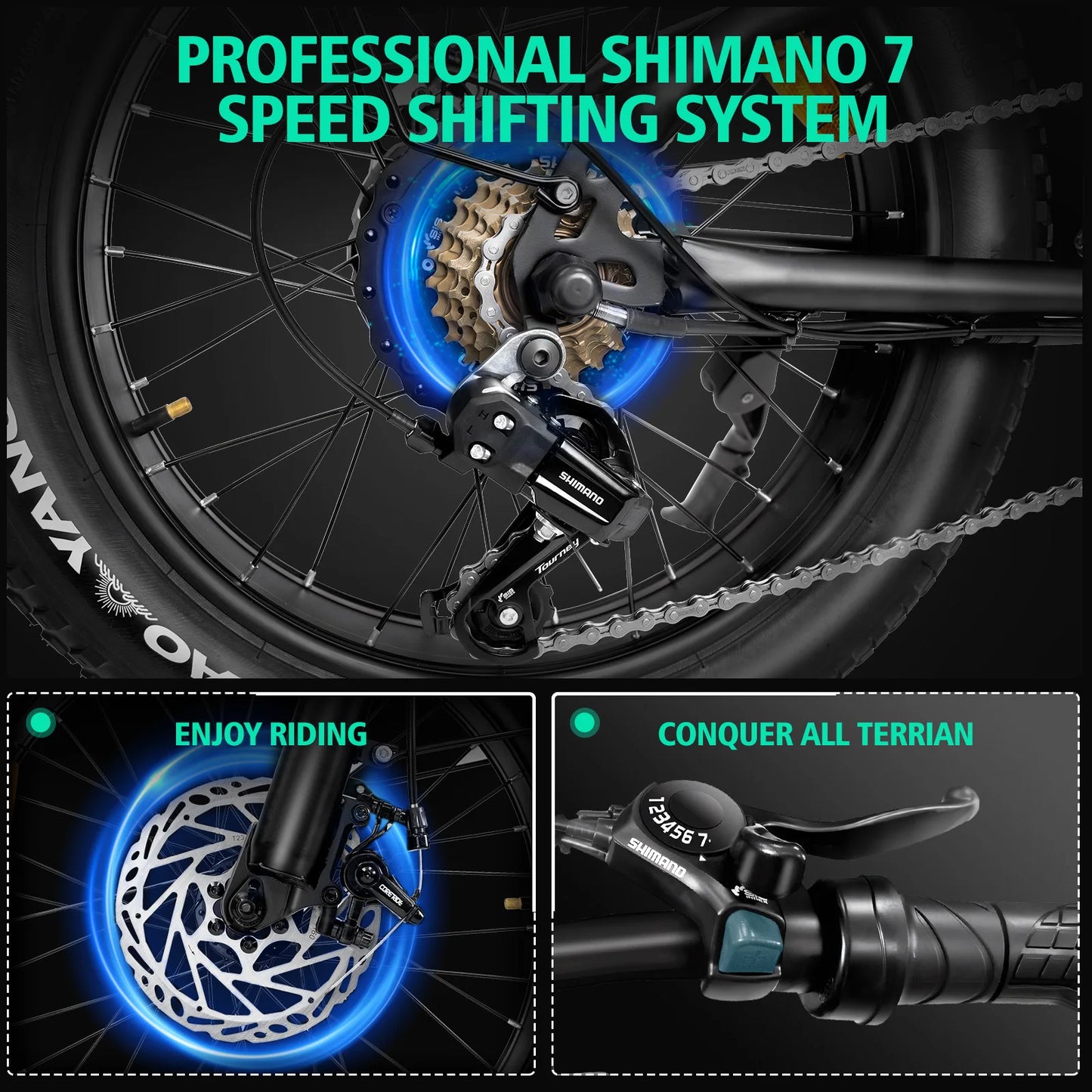 Mountain Electric bicycle 1000W Motor 48V15AH Lithium battery Motorcycle Style E-bicycle 20*4.0 Fat Tire Off-Road Electric Bike